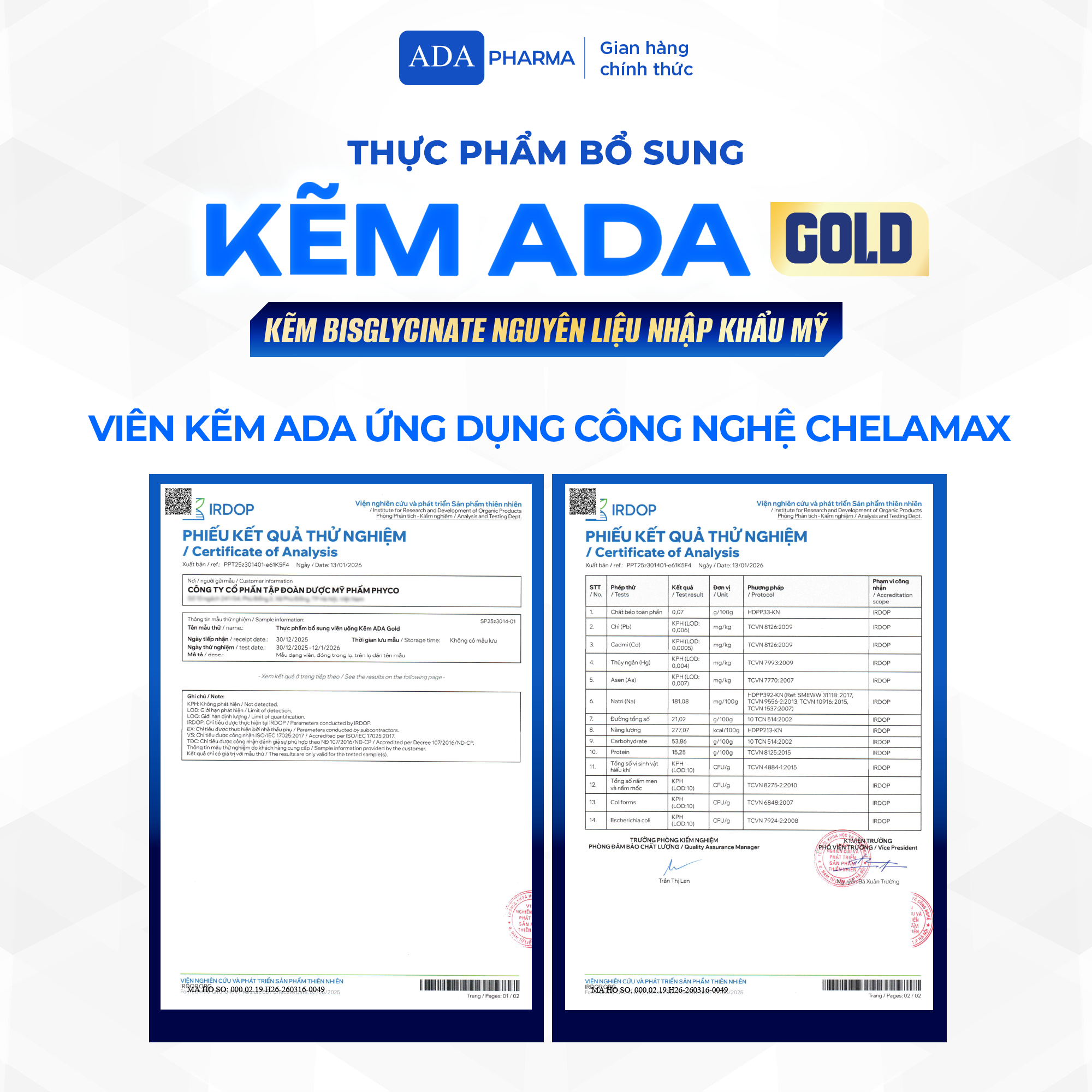 Kẽm ADA GOLD Nhập Khẩu Mỹ